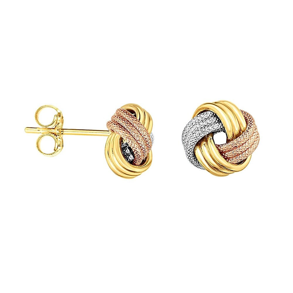 14K Tri Color Gold 10.8 MM Fancy Post Stud Earrings 14K Tri Color Gold 10.8 MM Fancy Post Stud Earrings